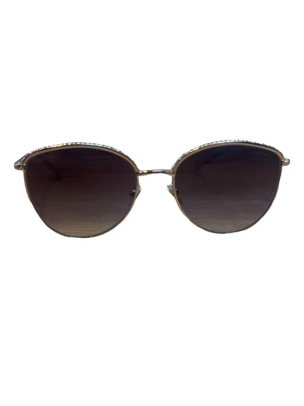 CHANEL Gold crystal Frame Sunglasses with Gradient Lenses